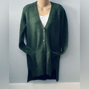 Old Navy Seaweed/Olive  Green Grandpa V-Neck knit Cardigan SWTR | Pockets | SM |